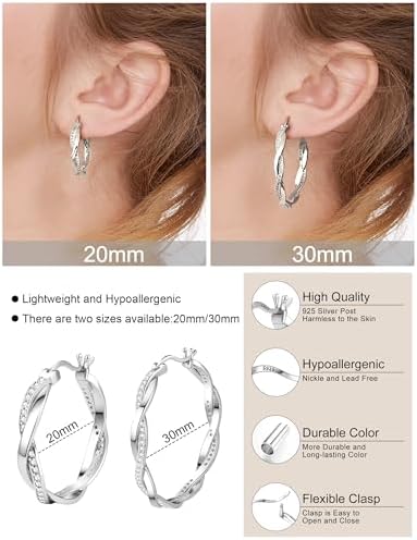 Vue 2 de Boucles d'Oreilles Femme Argent