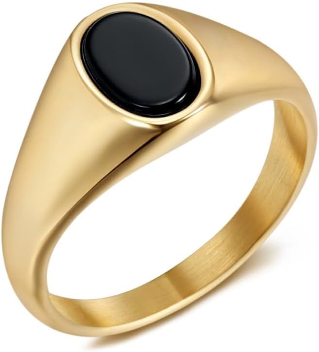 Chevaliere Cabochon Onyx Oval