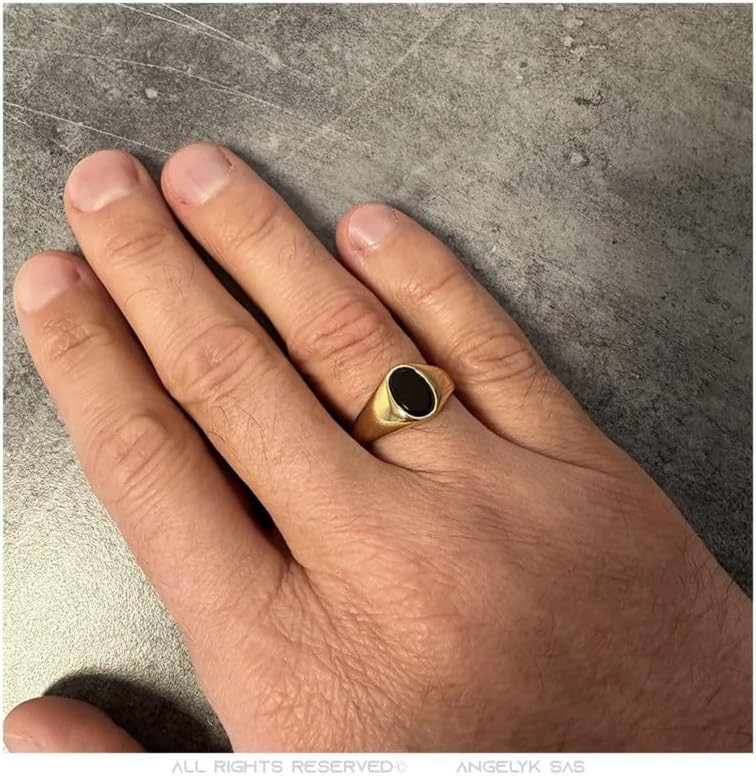 Vue 3 de Chevaliere Cabochon Onyx Oval