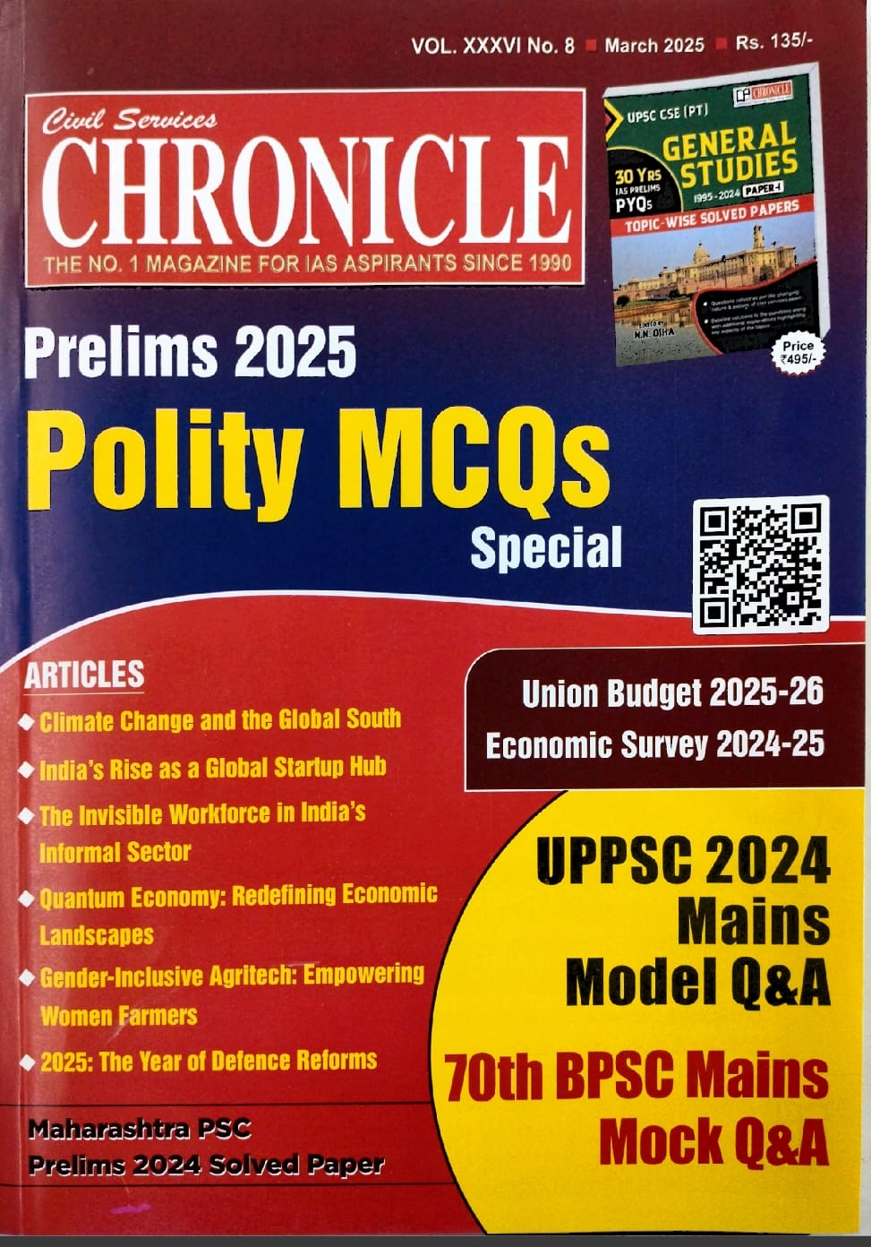 CIVILSERVICE CHRONCLE MONTHLY CURRENTAFFAIRS MARCH-2025 POLITY MCQS EM - Image 1