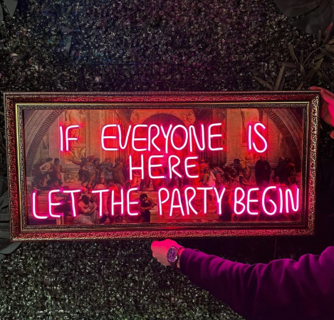 Let the Part Begin Neon Canvas Art