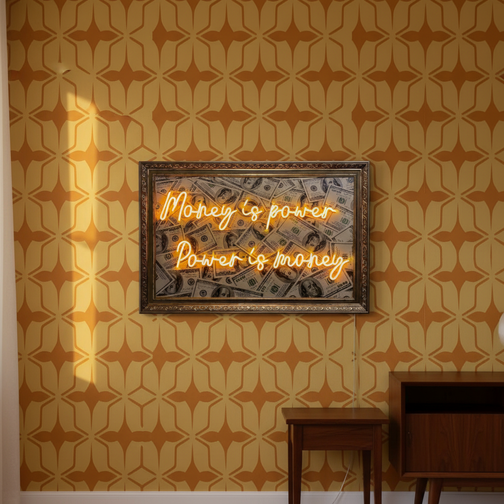 Money Never Sleep Neon Canvas Art