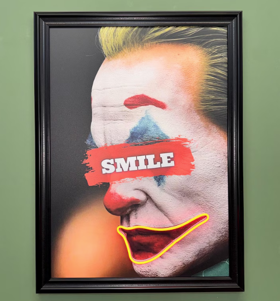 Joker Smile Neon Canvas Art