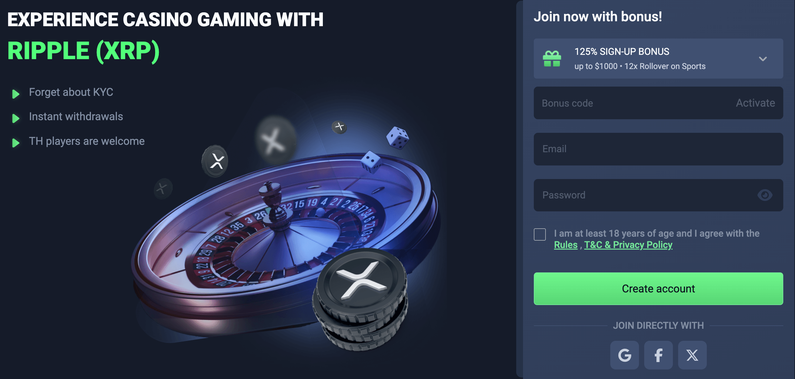 Ripple Casino Games and XRP Betting at Sportbet.one Screenshot of Ripple casino games available for XRP deposits and cryptocurrency betting