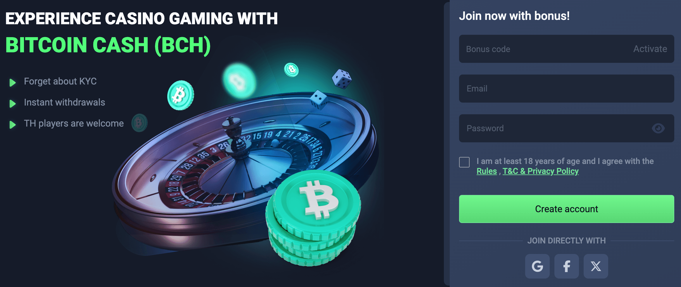 Bitcoin Cash casino games at Sportbet.one