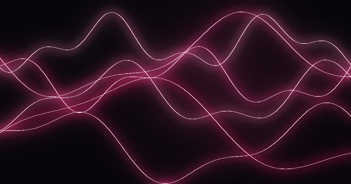 Abstract neon pink glowing interwoven lines on a dark near-black background, minimal and symbolic, with no faces or text.