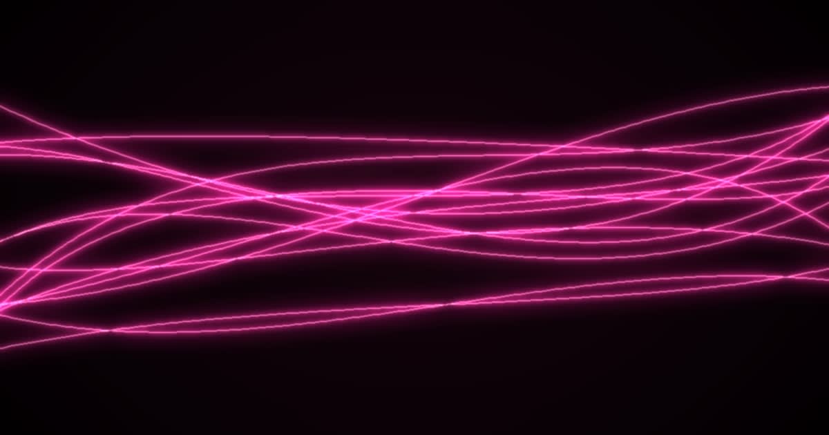 Abstract neon pink glowing light lines interwoven on a dark background