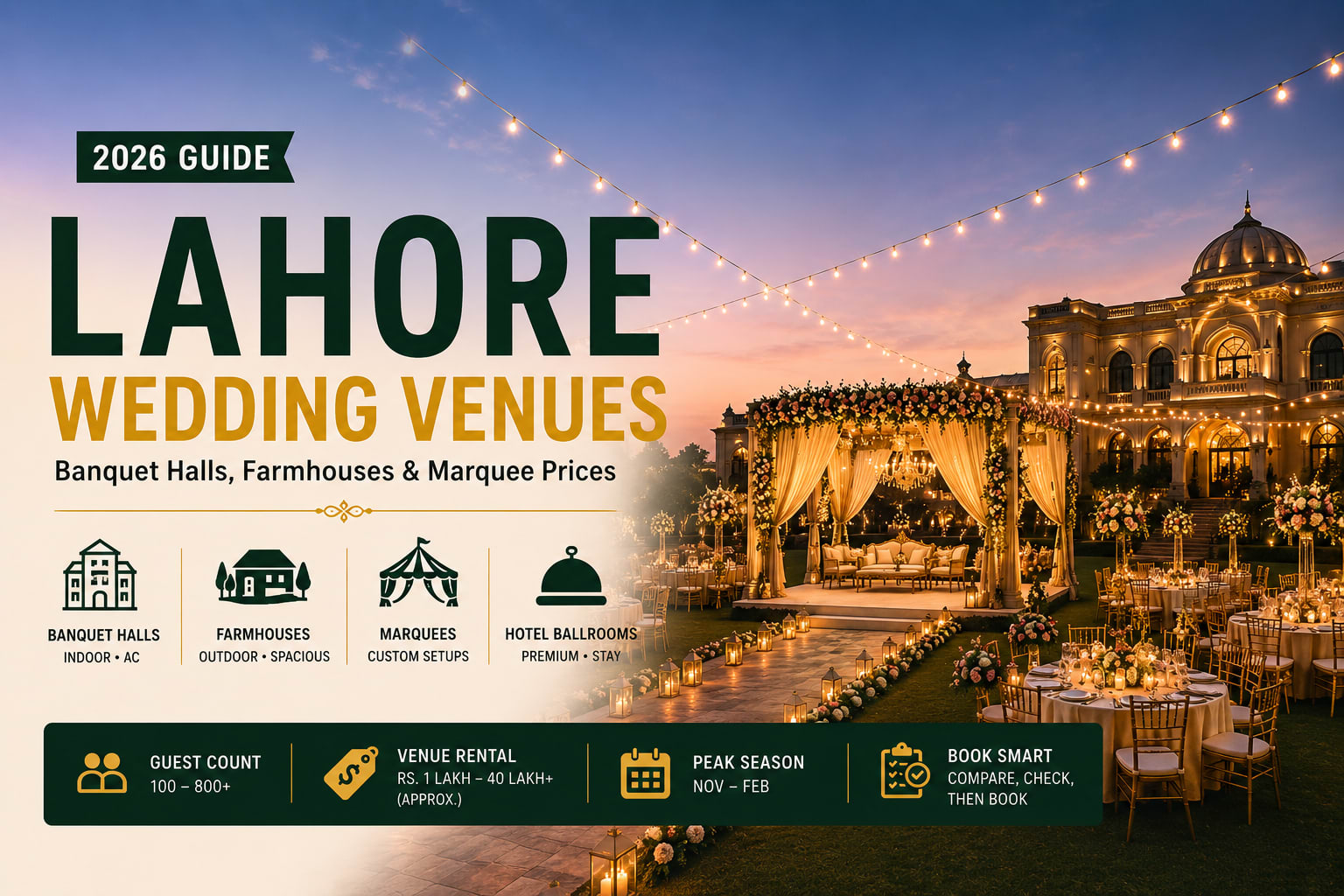 Lahore Wedding Venues: Banquet Halls, Farmhouses & Marquee Prices (2026 Guide)