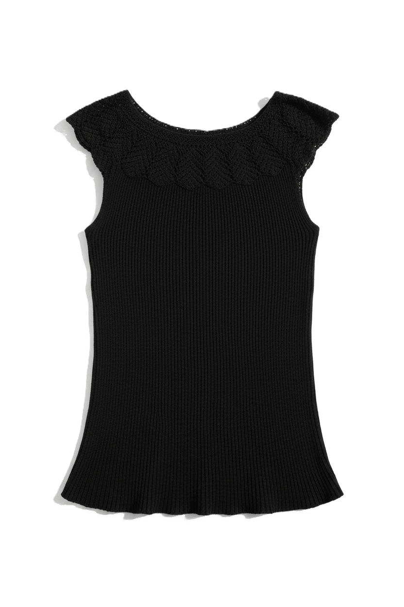 Organik Kastamonu Dantelli Fanila Siyah