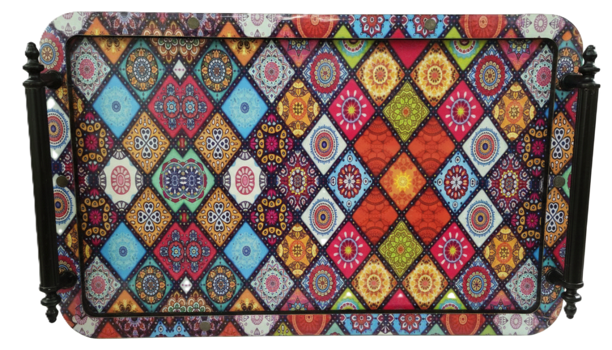 Renkli Desenli Tepsi