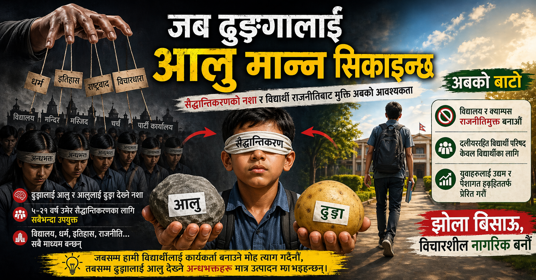 जब ढुङ्गालाई आलु मान्न सिकाइन्छ