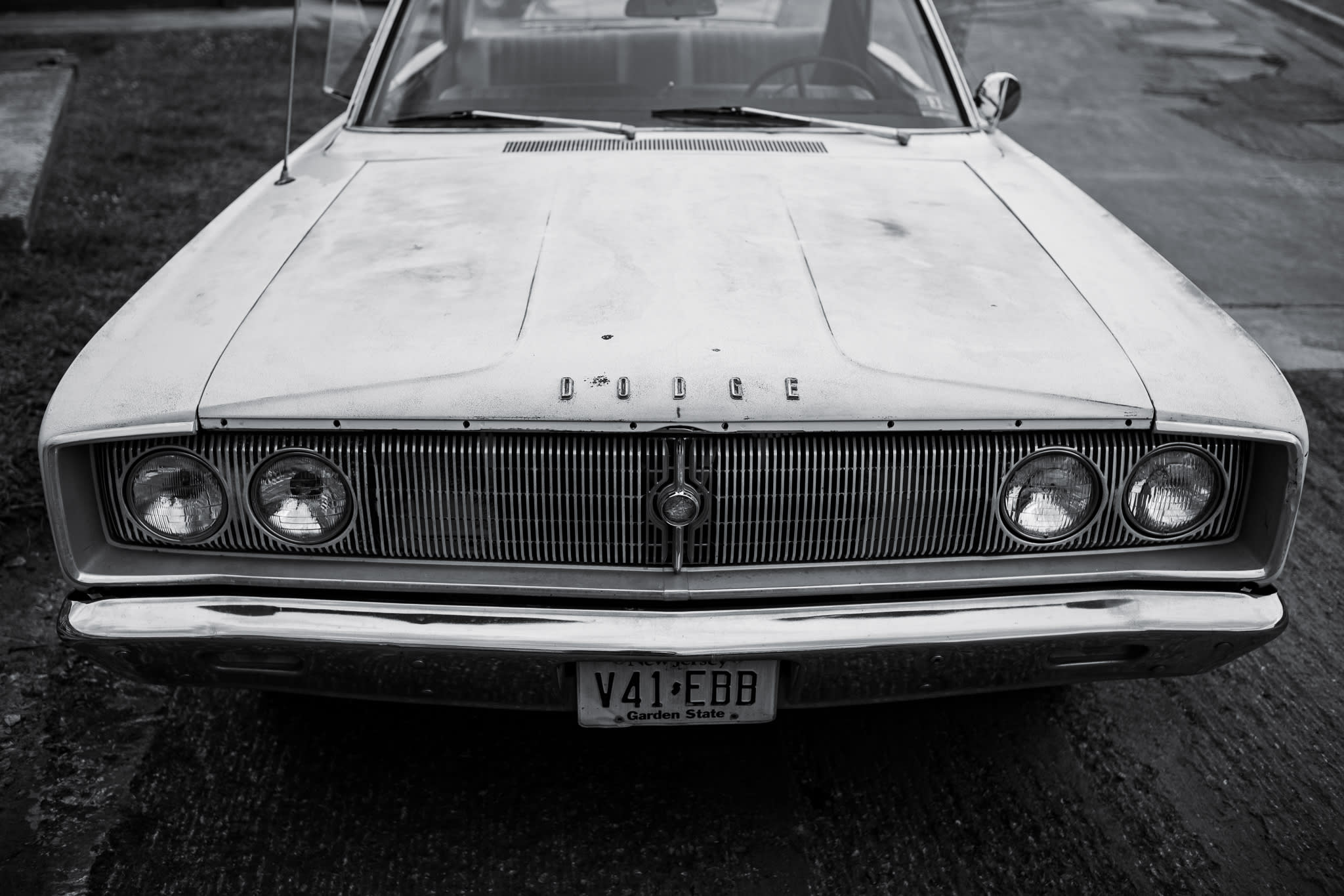 black and white photo vintage sports car