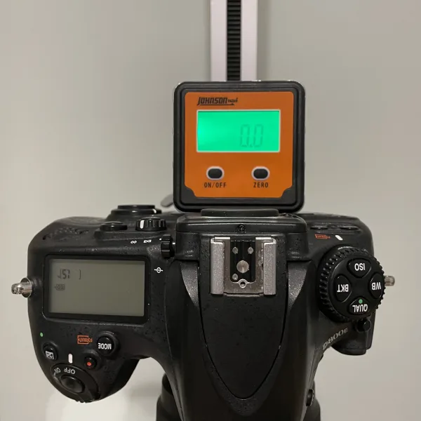 digital level on top of camera facing down