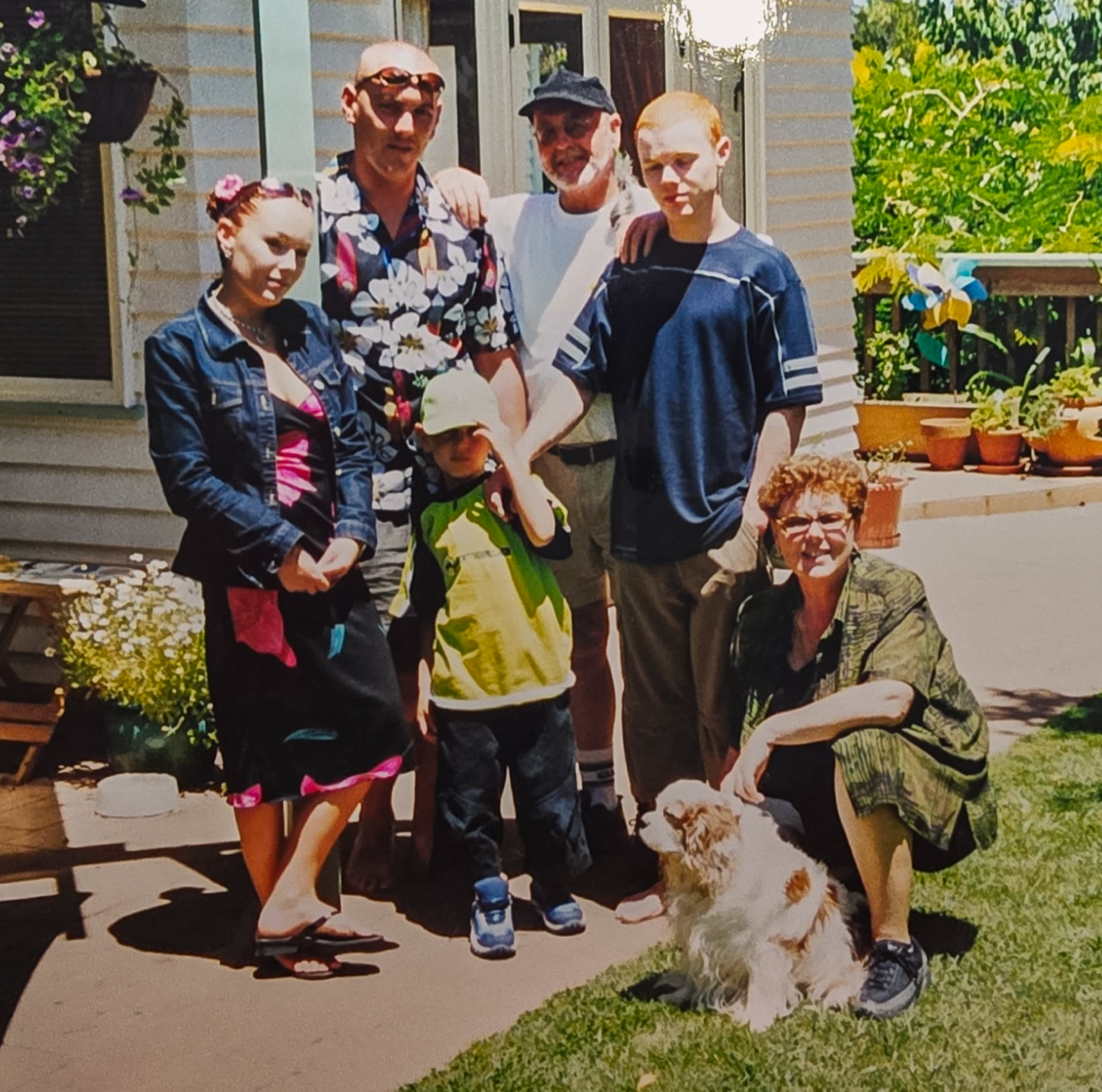 At the Howick residence with a wee young Carter, and of course Charlie the dog.