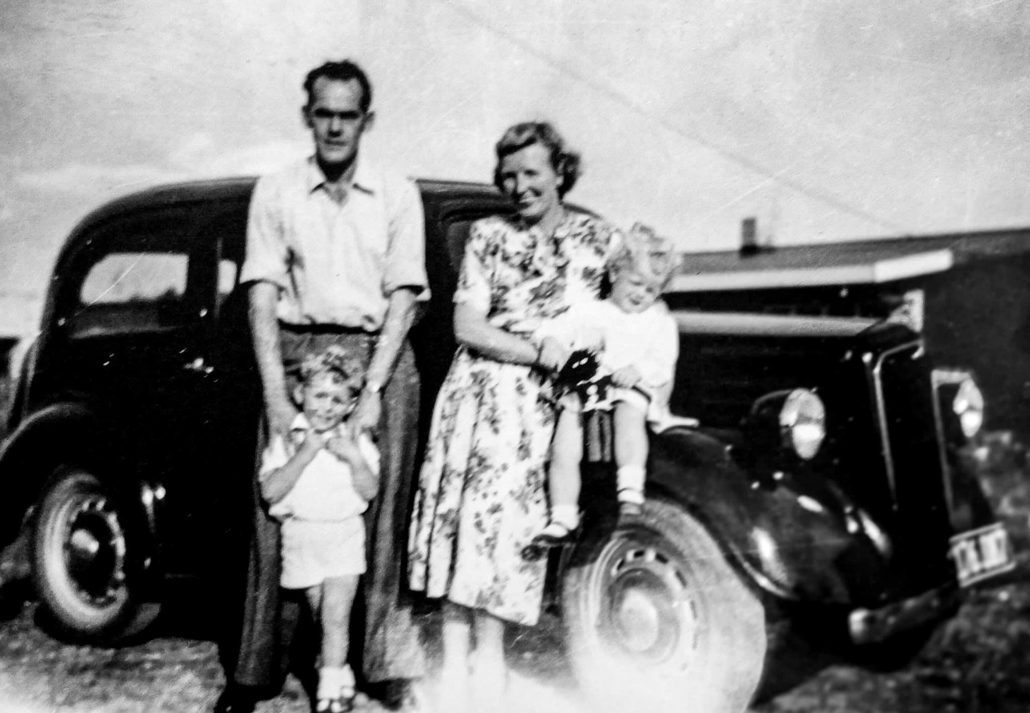 Graeme with his dad George, mum Jan, and sister Susie