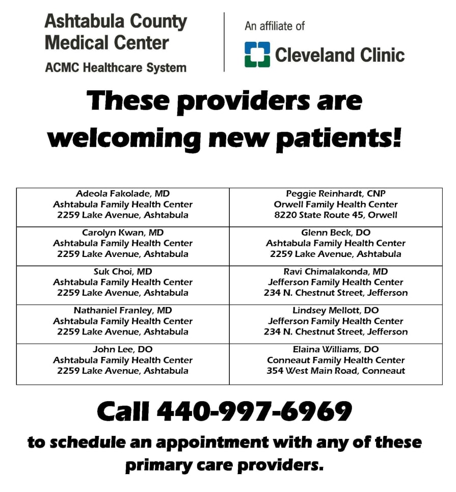 New Patients Ashtabula County Medical Center