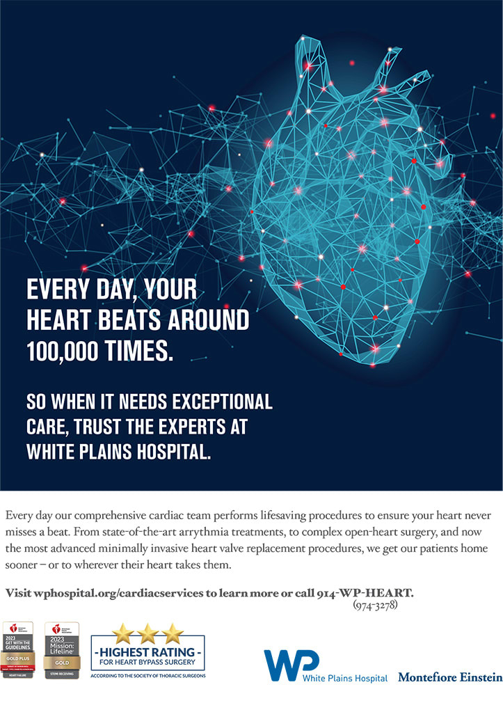 White Plains Hospital cardiac print ad showing heart