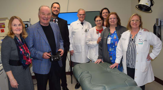MFG Foundation recently donated funds to help purchase a new diagnostic tool which assists ARMC providers in determining the cause of a patient’s dizziness. Pictured are (from left) Audiologist Joan Kerosky; MFG Chairman of the Board Richard S. Morrison; ARMC Healthcare System President and CEO Leonard Stepp; Michael Papsidero, MD; Tina Loyd, LPN; ARMC Foundation Executive Director Amy Price; Meegan Mobley, LPN; and Cheryl Katavich, PA-C.