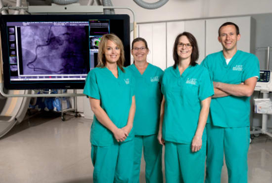 Lake Regional Cardiac Catheterization team members Jessica Havens, Rachelle Sousley, Sarah Stark and Nathan Steingrubey