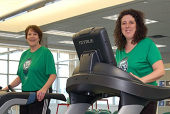 Jane Johnson and Rosete Ward train for I Can 5K in the Lake Regional Cardiopulmonary Rehab gym after work.