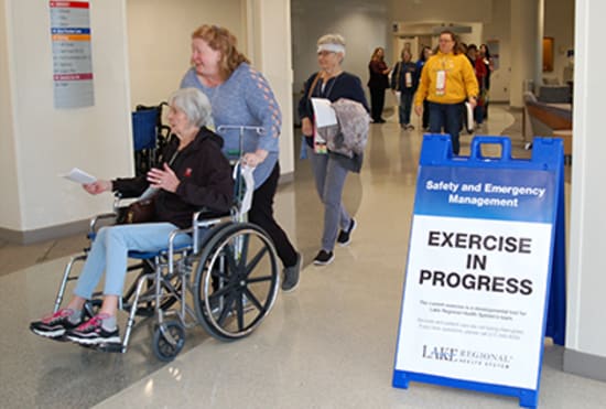 The surge drill provided an opportunity for Lake Regional Emergency Department to practice its response to a sudden influx of patients, including many with time-critical needs.