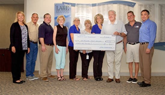 The Annual HK's Hospital Benefit Golf Tournament raised $91,619 for Lake Regional Cancer Services. Pictured are HK's committee members Jennifer Bethurem, Russ Pilshaw, Matt Tausig, Carolyn Davinroy, Terri Hall, Mary Ellen Coy, Marcy Maxwell, Peter Brown Sr., Mike Waggett and Jim Cleary.