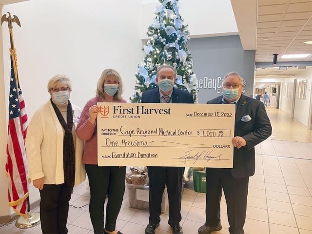 First Harvest Credit Union Donates $1,000 to Cape Regional Foundation