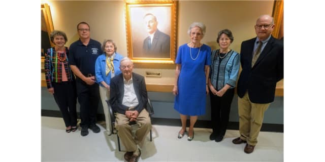 Descendants of Dr. Sherrill at the portrait dedication at Iredell Memorial Hospital