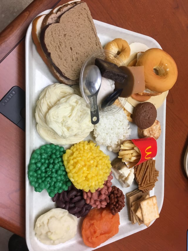 Tray of plastic foods