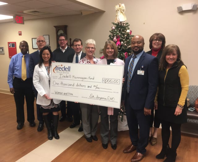 Pictured left to right: Ed Morgan, Director of Imaging Services; Ed Rush, CEO ; Eva Imperial, MD; Miles Atkins, Mayor of Mooresville; John Green, COO; Lois Beckett, manager of the Iredell Women’s Health Center; Kim Holland, Director of Operations for the Iredell Physician Network; Harold Brown, Vice President of the Iredell Physician Network; Kim Atkins, Executive Director of the Mooresville Downtown Commission; and Beth Packard with Currents Magazine.