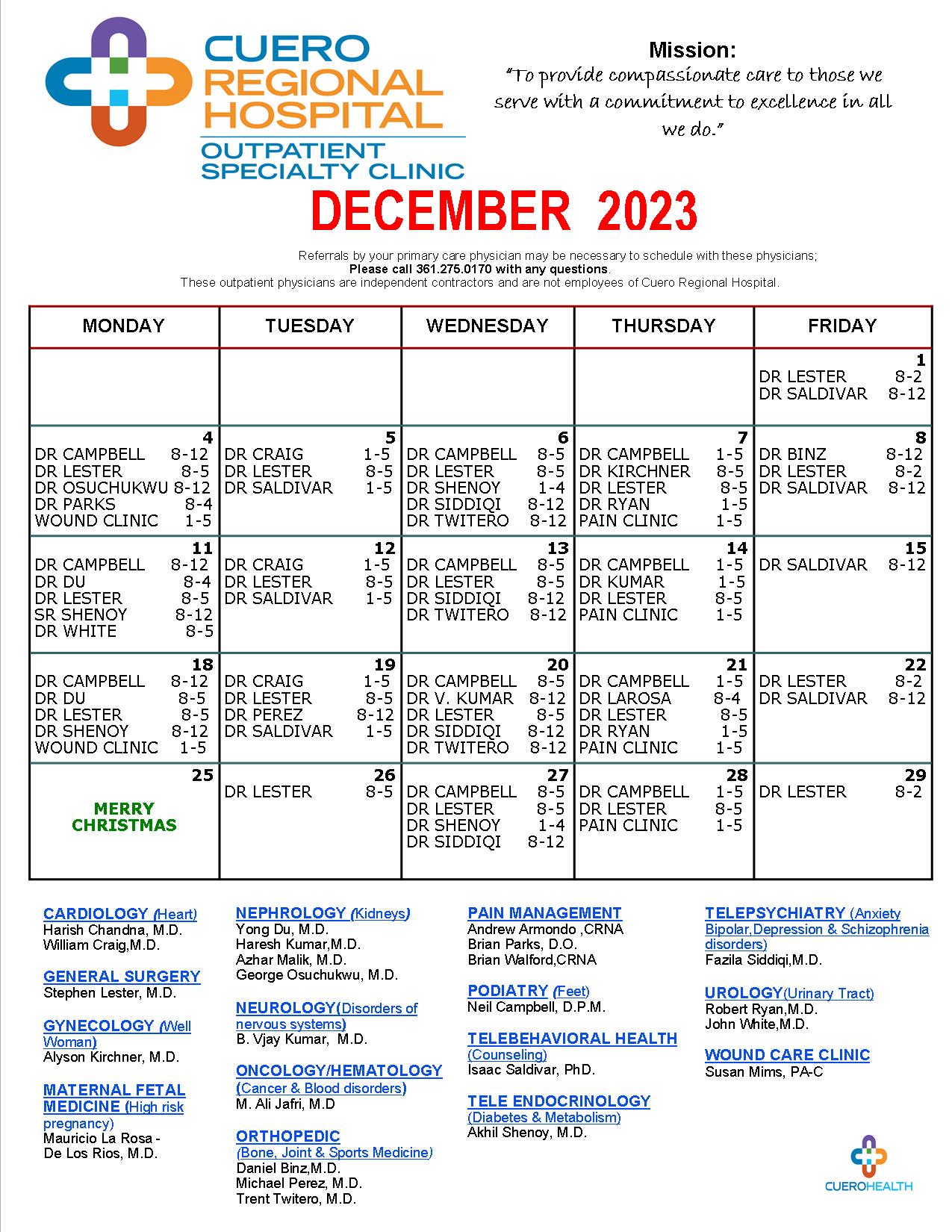 Outpatient Specialty Clinic Cuero Regional Hospital