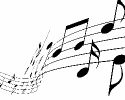 A twisting ribbon of musical notes