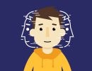 Cartoon of child turning head from side to side
