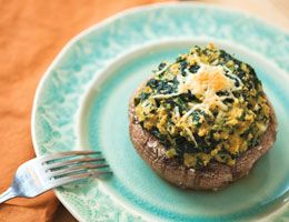 Herbed spinach quiche portabella caps