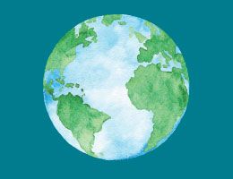 A watercolor painting of a globe.