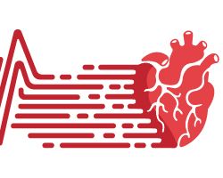 Graphic of an EKG heartbeat extending from a heart.