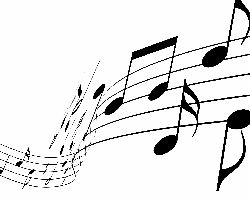 A twisting ribbon of musical notes