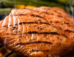 A seared salmon fillet.