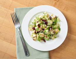 Brussels sprout slaw with cranberries and walnuts.