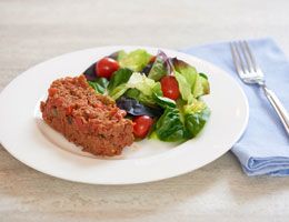 Meatloaf on a plate with salad