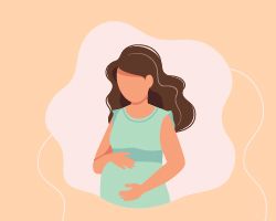 Illustration of a pregnant woman with her hands on her belly.