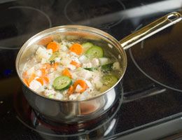 Pot of soup on a stovetop