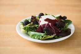 Baby greens with blackberry vinaigrette.