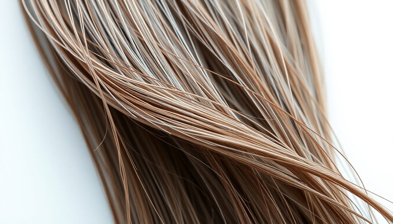 Capelli danneggiati dal cloro con effetto crespo e opaco, vista ravvicinata della texture rovinata