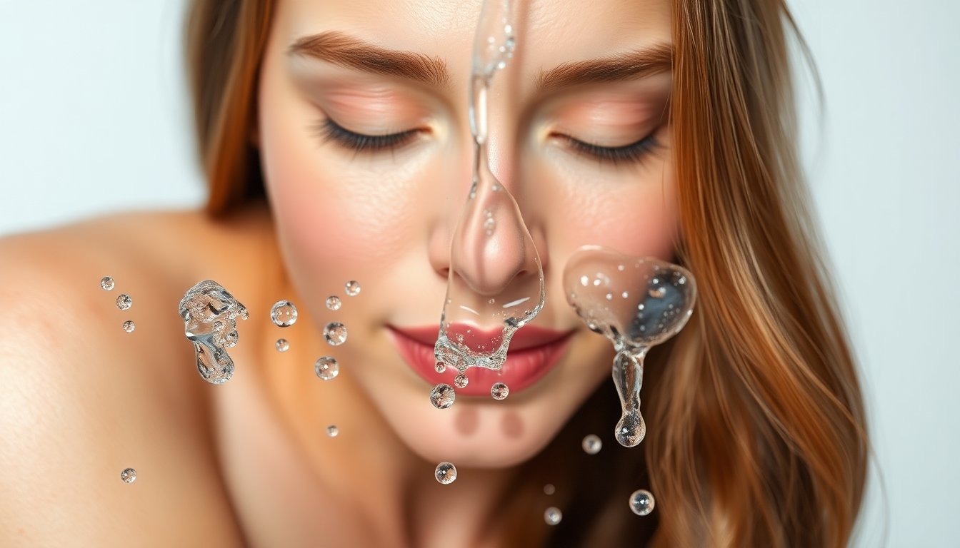 Pelle luminosa e idratata con texture uniforme, che brilla di salute e benessere naturale