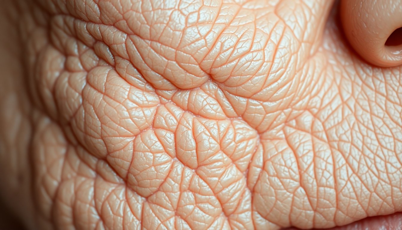 dettaglio texture della pelle danneggiata da acqua calcarea, irritazione e secchezza cutanea in primo piano