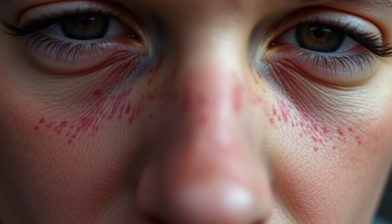 Pelle sensibile irritata e arrossata causata dall'acqua dura e cloro della doccia
