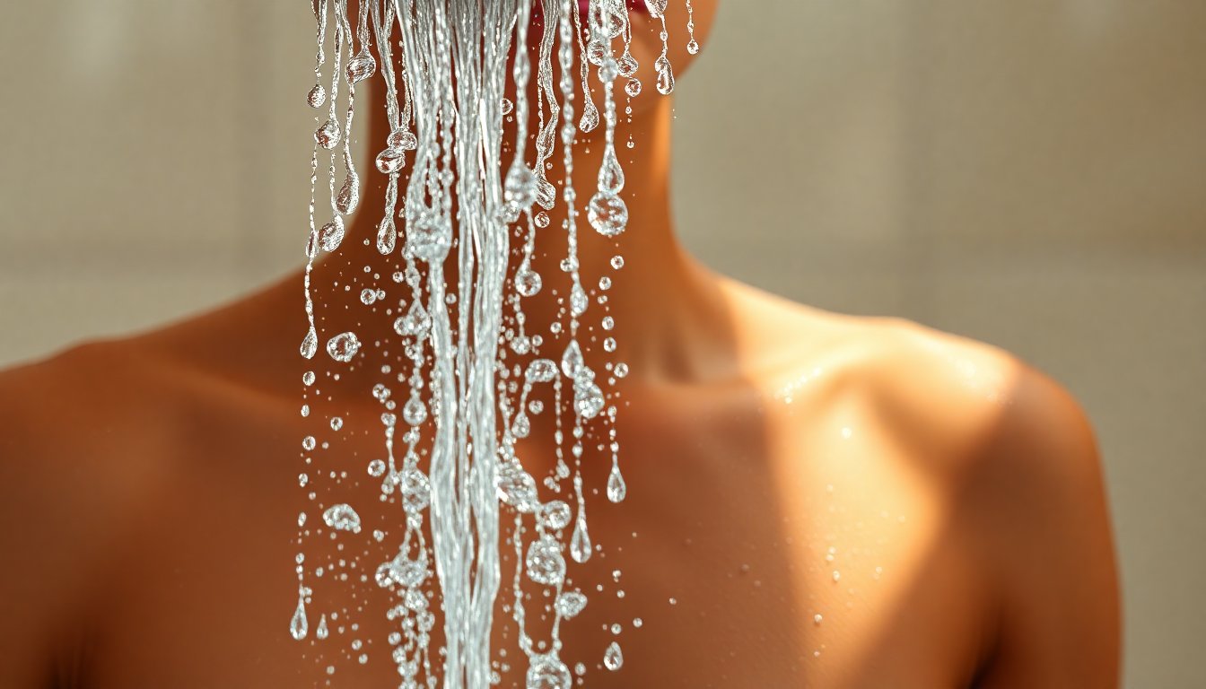 acqua cristallina e pelle luminosa, texture liscia e idratata, wellness lifestyle