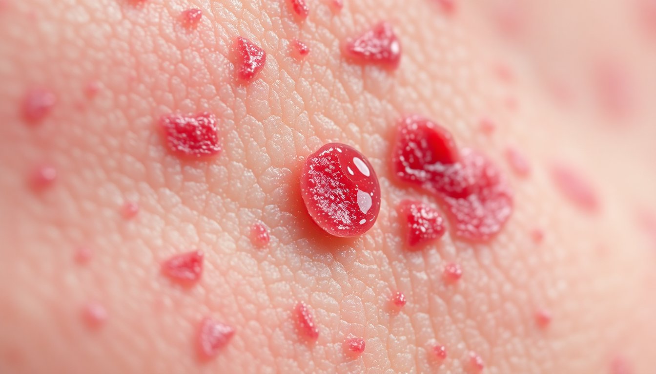 primo piano di pelle con eczema infiammato e irritato da acqua calcarea