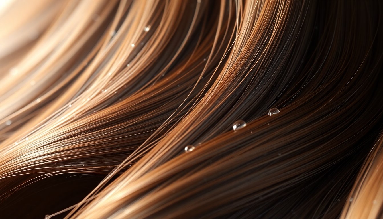 Capelli lucidi e sani con texture morbida e idratata, stile wellness lifestyle